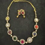 Navrathna CZ work stone necklace set