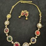 Navrathna CZ work stone necklace set