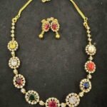 Navrathna CZ work stone necklace set