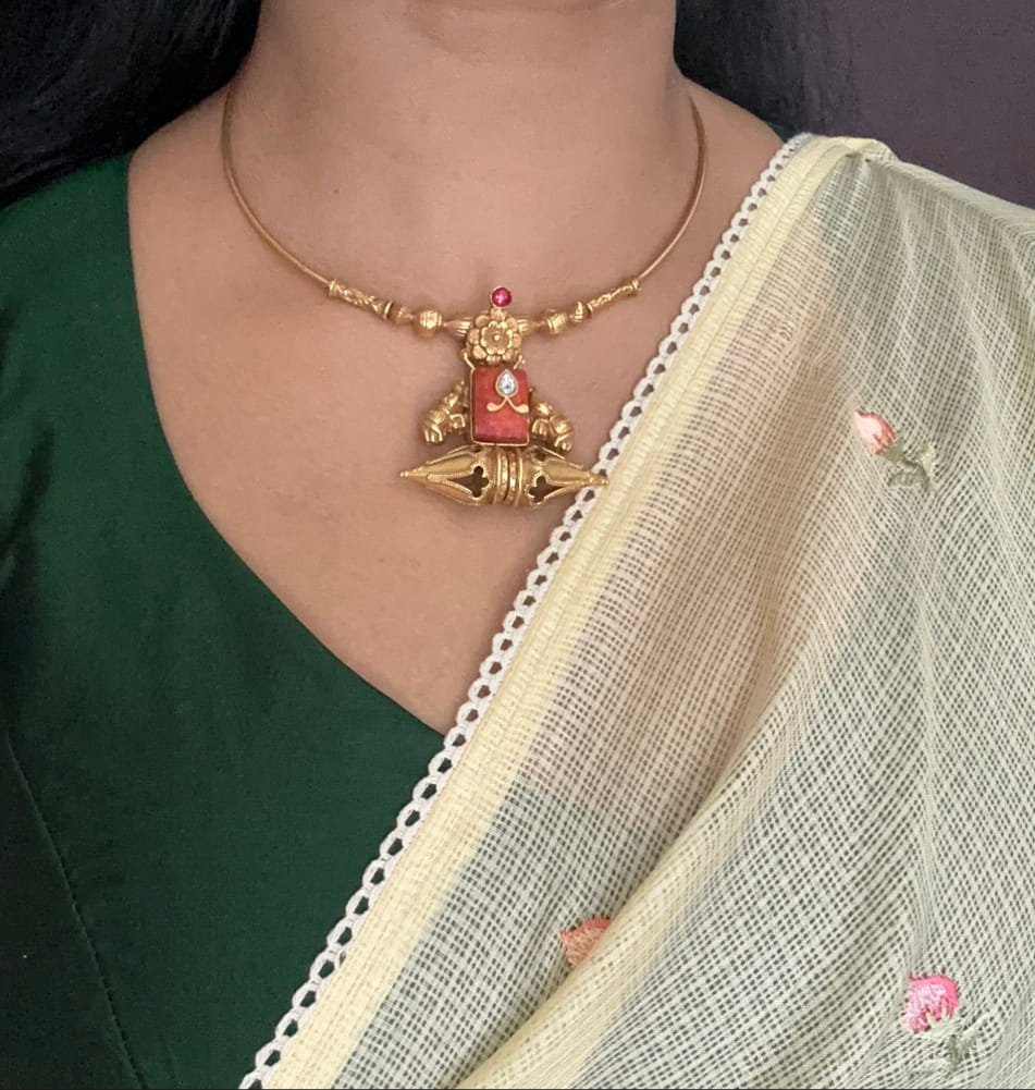Kolapuri Coral Hasli necklace set . Kolapuri Coral Hasli necklace set .