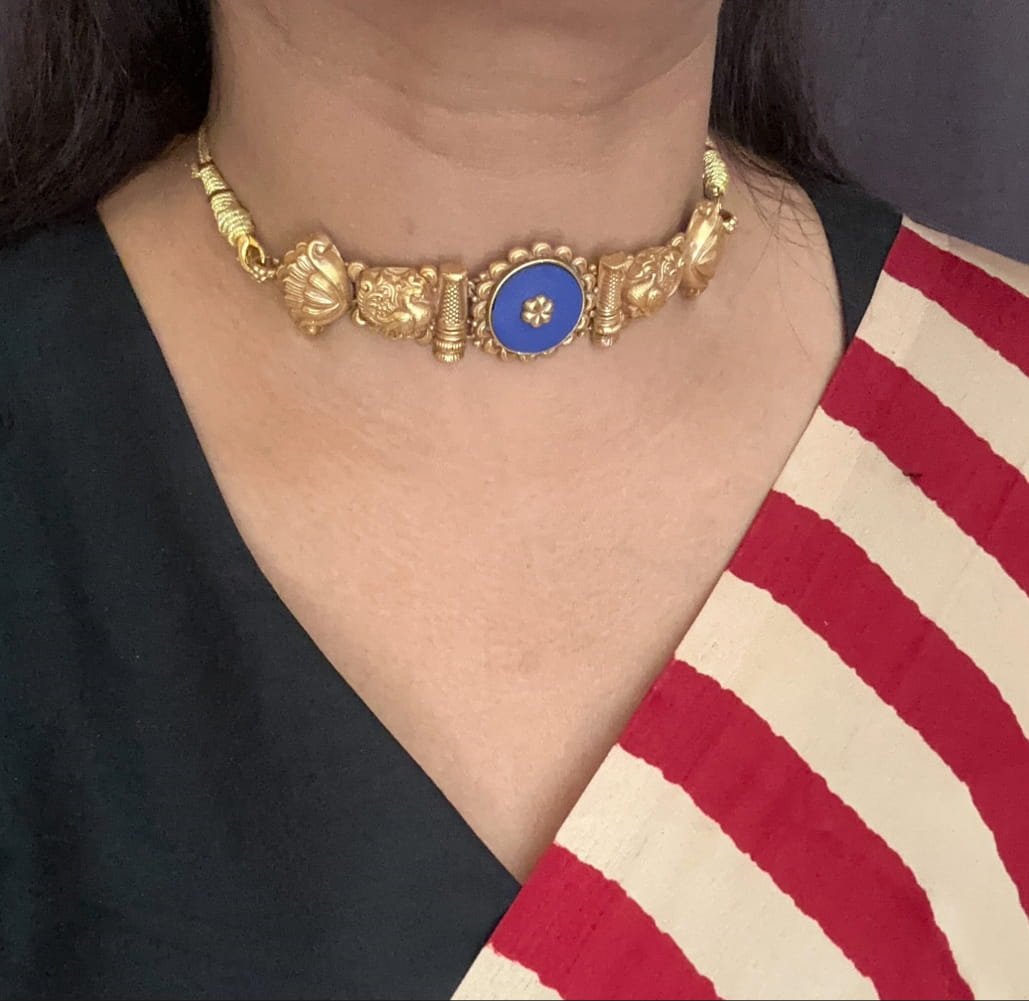 Kolhapuri Blue Stone Choker Set Kolhapuri Blue Stone Choker Set