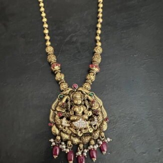 Ruby Bead Hanging Lakshmi Nakshi Necklace