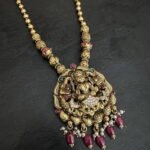 Ruby Bead Hanging Lakshmi Nakshi Necklace