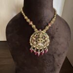Ruby Bead Hanging Lakshmi Nakshi Necklace