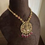 Ruby Bead Hanging Lakshmi Nakshi Necklace