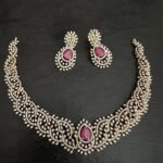 Diamond Ruby Stone CZ Necklace Set