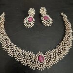 Diamond Ruby Stone CZ Necklace Set