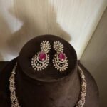 Diamond Ruby Stone CZ Necklace Set
