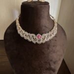 Diamond Ruby Stone CZ Necklace Set