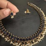 Blue Oval Stone Necklace Set