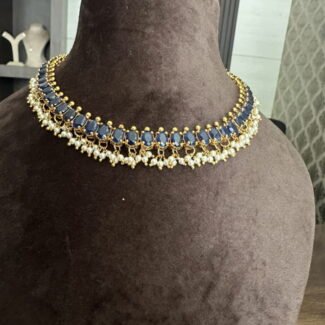 Blue Oval Stone Necklace Set