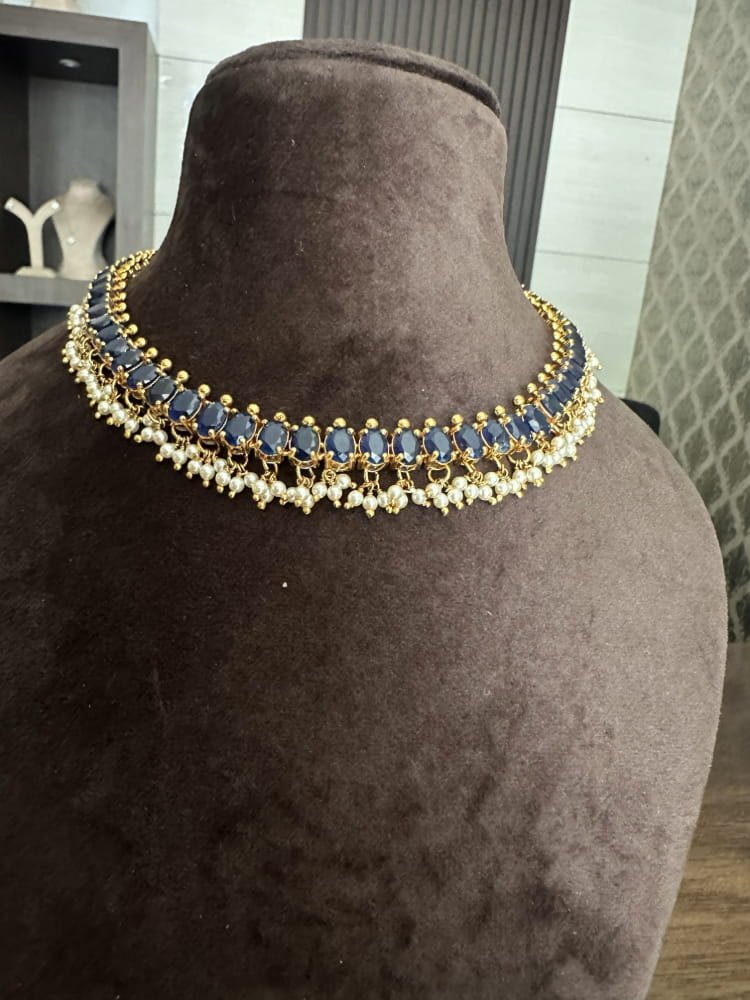Blue Oval Stone Necklace Set Blue Oval Stone Necklace Set