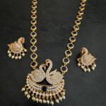 Blue Sapphire Swan Necklace Set