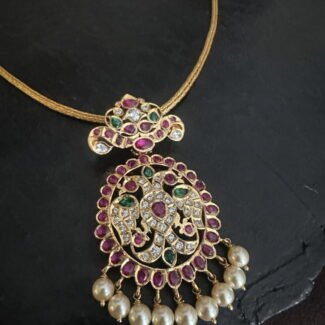 Ruby Green CZ Closed Pendant Necklace