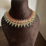 Ruby Stone Green Bead Necklace set