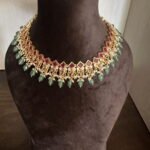Ruby Stone Green Bead Necklace set