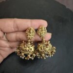 Lakshmi Nakshi Green Bead Jhumka