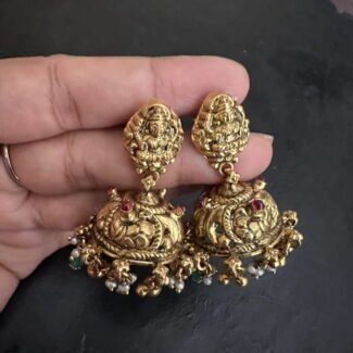 Lakshmi Nakshi Green Bead Jhumka