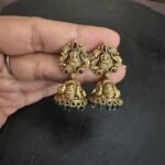 Lakshmi Small Green Bead Jhumka