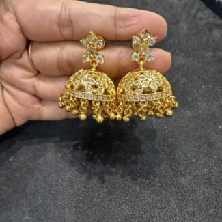 CZ White Stone Jhumka